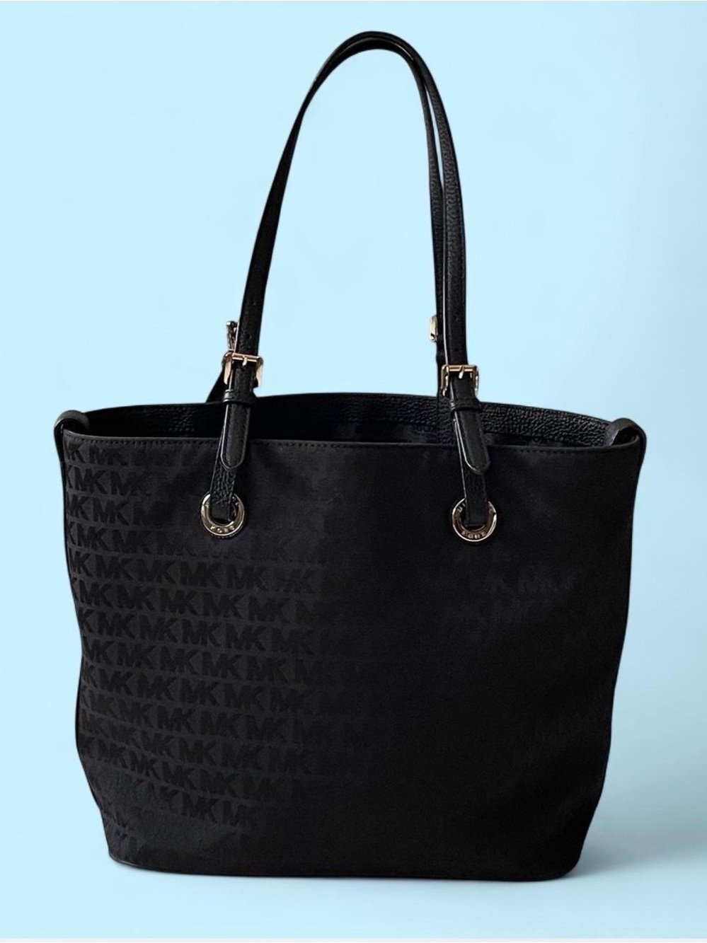 Michael Kors Black Signature Logo Tote Bag | Gold Hardware